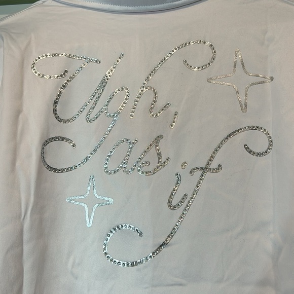 clueless ugh As if white cropped button front sleep top with faux fur sleeve M/L - Picture 2 of 9